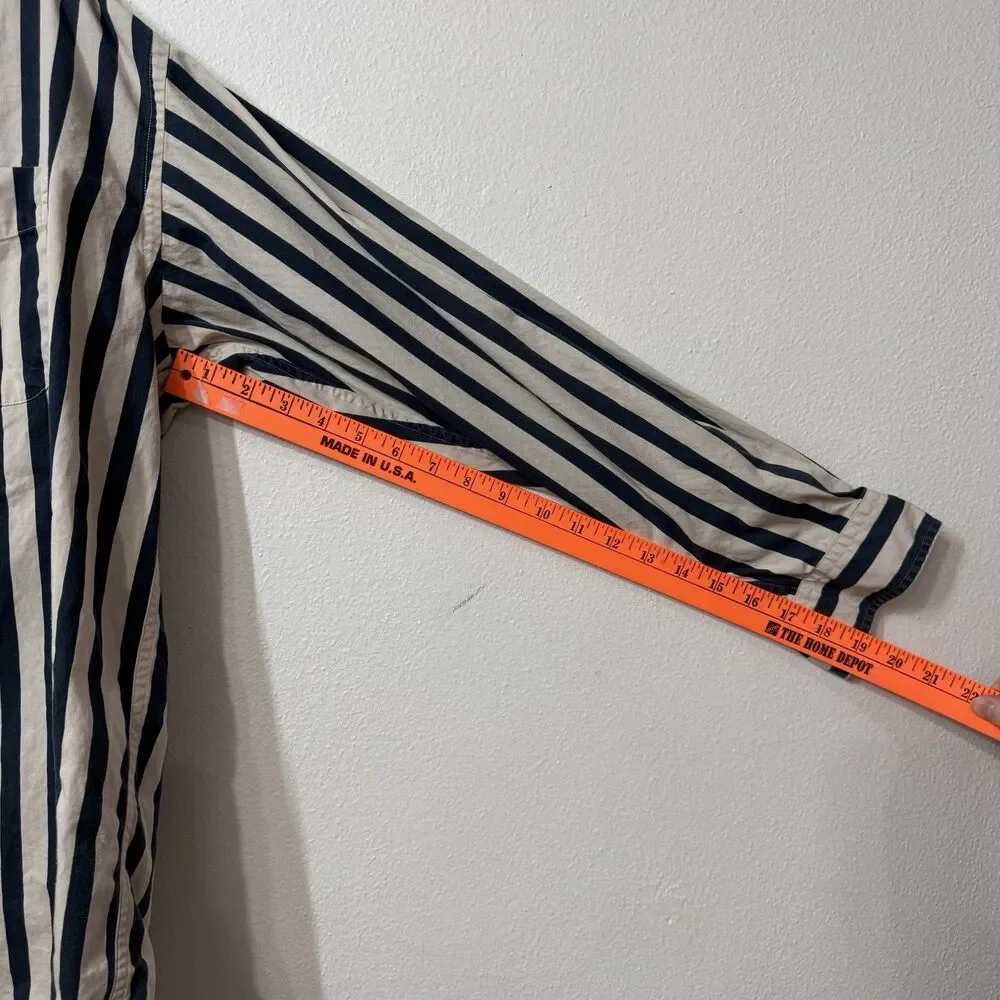 Vintage Tommy Hilfiger Men’s Sailing Flag Yacht Patch Button Striped Shirt Large
